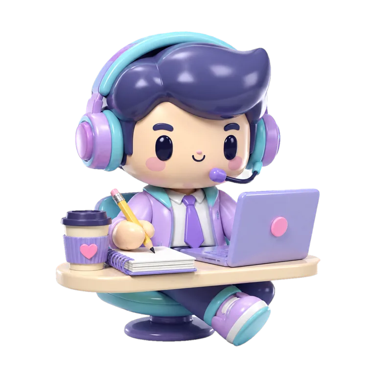Pockets vinyl toy character working with headphones